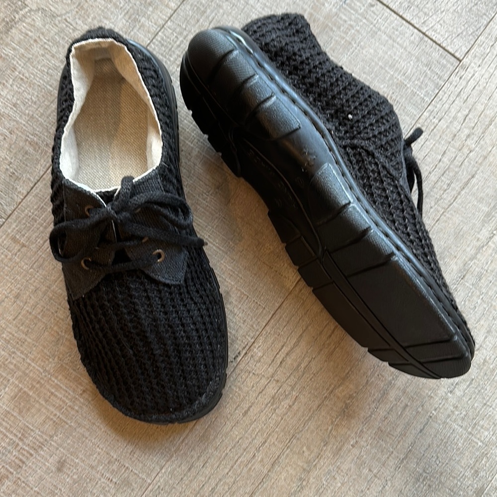 ALL HEMP Upper Rawganique Glue Free Handmade Knit Black Shoes Size 10.5-11